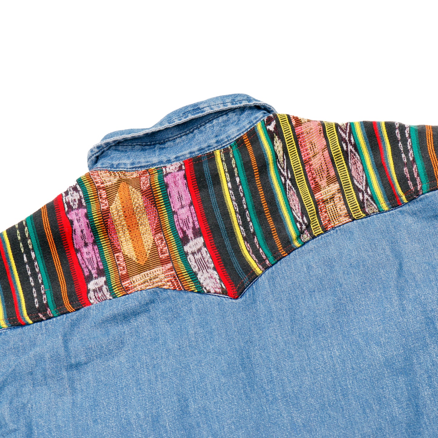 DENIM SHIRT WITH ARTISAN TEXTILE DETAILS - SIZE L - NO. 15350