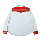 DENIM SHIRT WITH ARTISAN TEXTILE DETAILS - SIZE L - NO. 15352