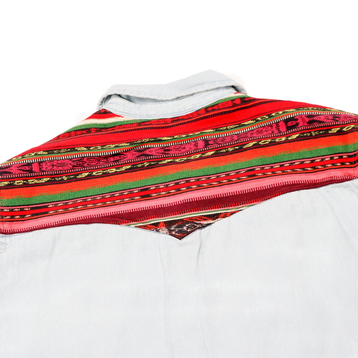 DENIM SHIRT WITH ARTISAN TEXTILE DETAILS - SIZE L - NO. 15352