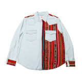 DENIM SHIRT WITH ARTISAN TEXTILE DETAILS - SIZE L - NO. 15352