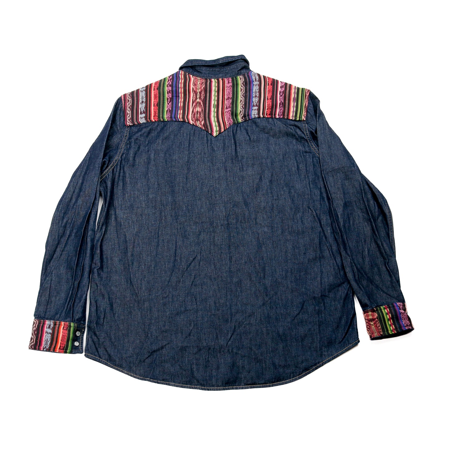 DENIM SHIRT WITH ARTISAN TEXTILE DETAILS - SIZE XL - NO. 15355