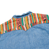 DENIM SHIRT WITH ARTISAN TEXTILE DETAILS - SIZE XXL - NO. 15359