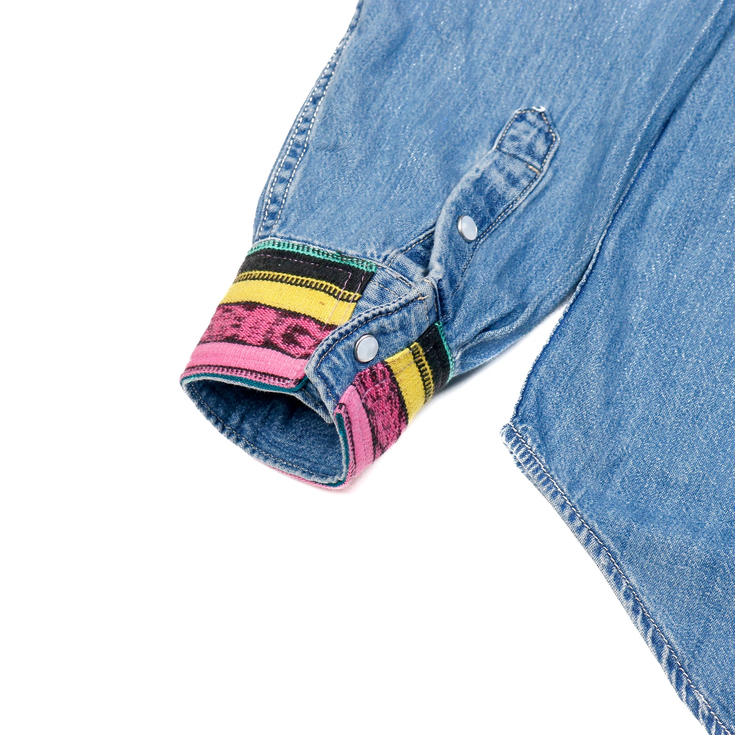 DENIM SHIRT WITH ARTISAN TEXTILE DETAILS - SIZE XXL - NO. 15360