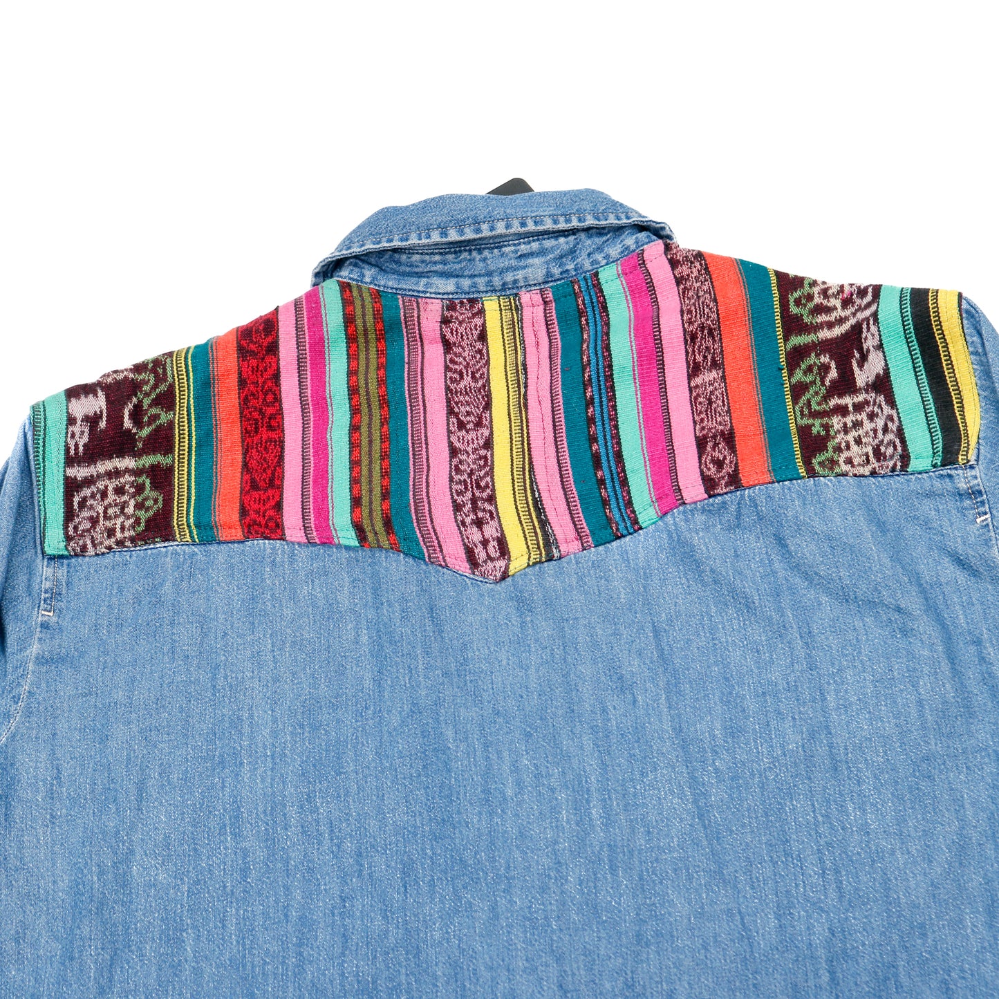 DENIM SHIRT WITH ARTISAN TEXTILE DETAILS - SIZE XXL - NO. 15360