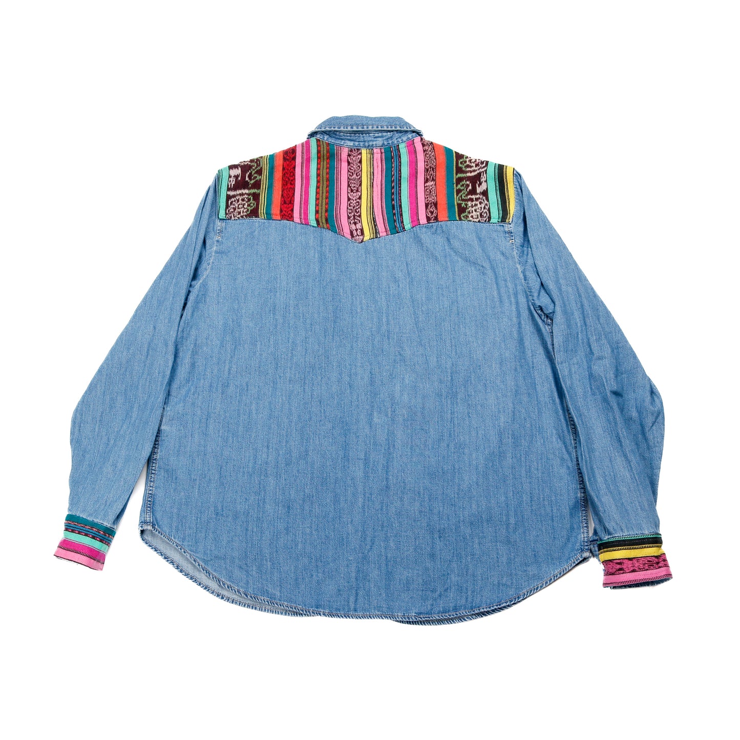 DENIM SHIRT WITH ARTISAN TEXTILE DETAILS - SIZE XXL - NO. 15360
