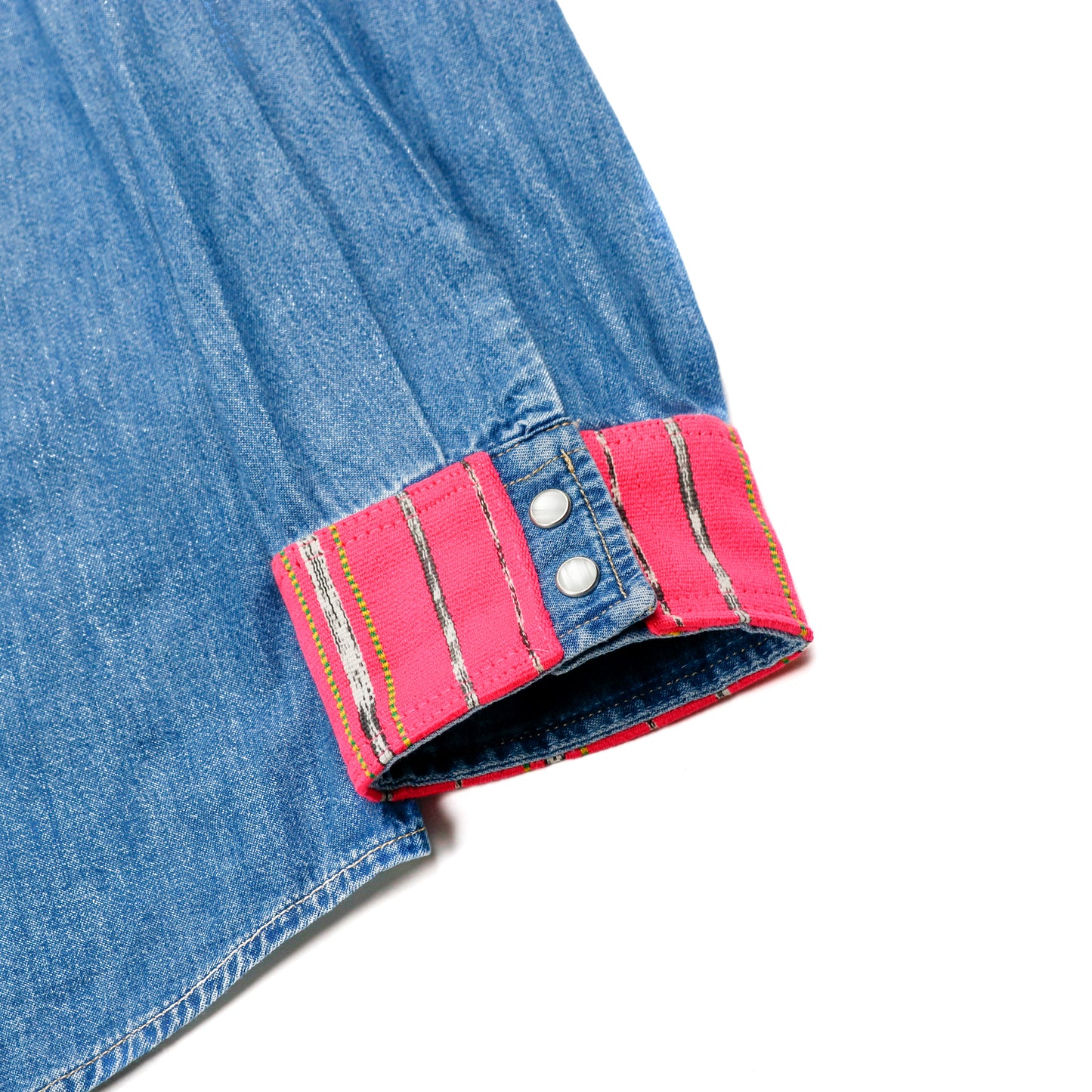 DENIM SHIRT WITH ARTISAN TEXTILE DETAILS - SIZE 3XL - NO. 15362