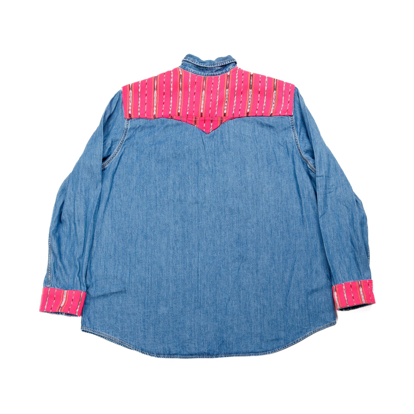 DENIM SHIRT WITH ARTISAN TEXTILE DETAILS - SIZE 3XL - NO. 15362