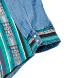 DENIM SHIRT WITH ARTISAN TEXTILE DETAILS - SIZE XXL - NO. 15363