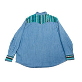 DENIM SHIRT WITH ARTISAN TEXTILE DETAILS - SIZE XXL - NO. 15363