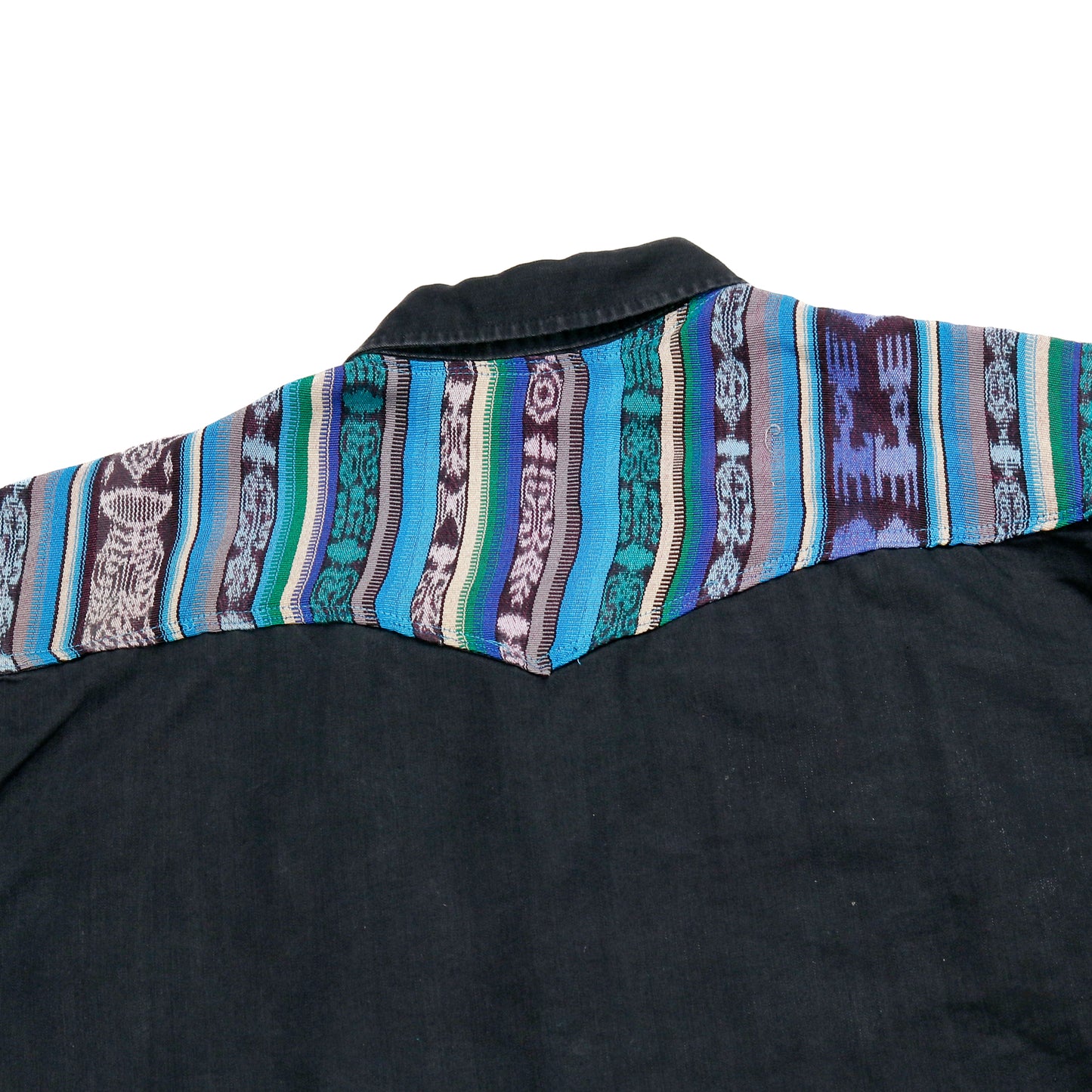 DENIM SHIRT WITH ARTISAN TEXTILE DETAILS - SIZE 3XL - NO. 15364