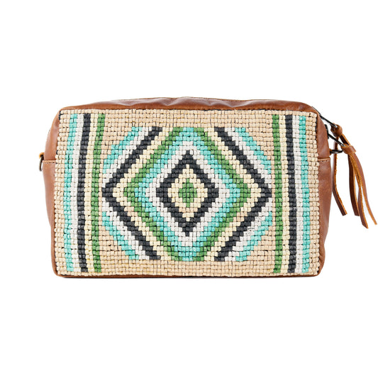 H&S WANDER CROSSBODY SET - OOAK BEADED PANEL - CAFE - NO. 15513