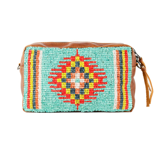 H&S WANDER CROSSBODY SET - OOAK BEADED PANEL - CAFE - NO. 15514