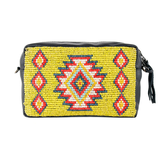H&S WANDER CROSSBODY SET - OOAK BEADED PANEL - BLACK - NO. 15519