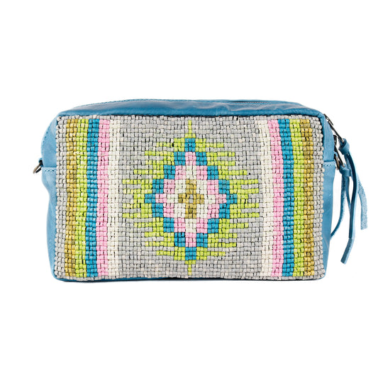 H&S WANDER CROSSBODY SET - OOAK BEADED PANEL - CERULEAN - NO. 15527