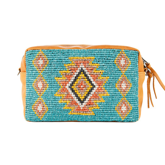 H&S WANDER CROSSBODY SET - OOAK BEADED PANEL - BOURBON - NO. 15531