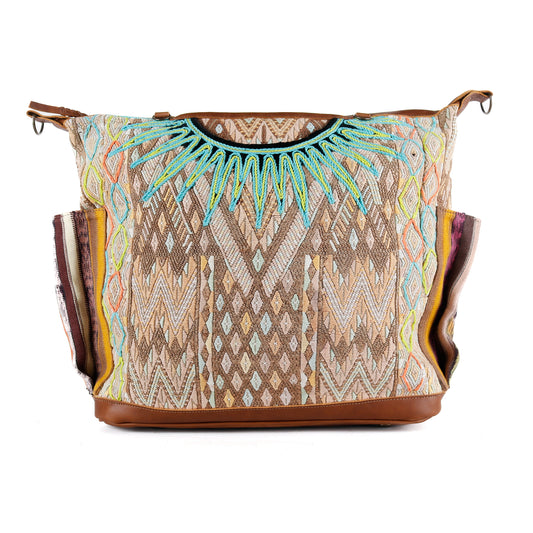 BEATRIZ CDB - EMBROIDERED OOAK HUIPIL - CAFE - NO. 15555
