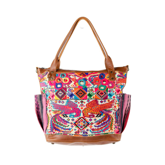 THE MEDIUM PERFECT BAG - OOAK HUIPIL - CAFE - NO. 15711