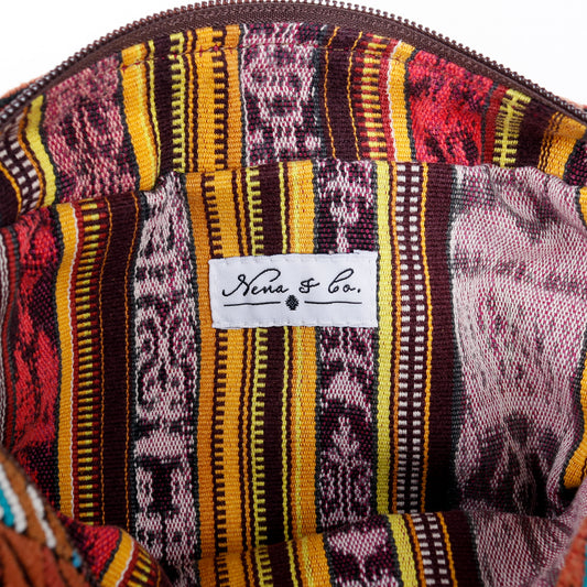 LARGE WANDER CROSSBODY BAG + STRAP SET - OOAK HUIPIL & CORTE - CAFE - NO. 15731