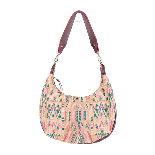 BOHO SADDLE BAG - OOAK HUIPIL - VINO TINTO - NO. 15933