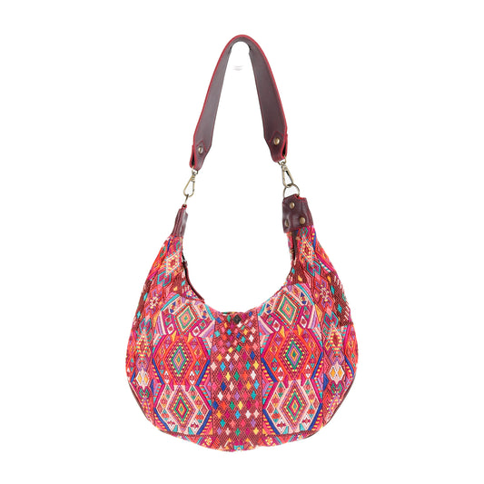 BOHO SADDLE BAG - OOAK HUIPIL - VINO TINTO - NO. 15934