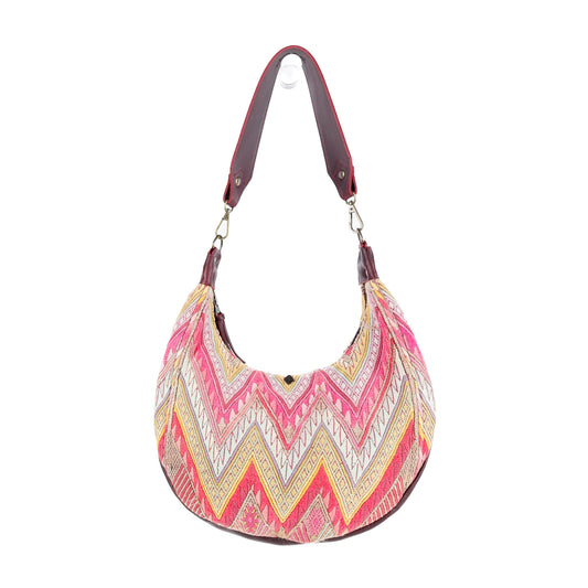 BOHO SADDLE BAG - OOAK HUIPIL - VINO TINTO - NO. 15936