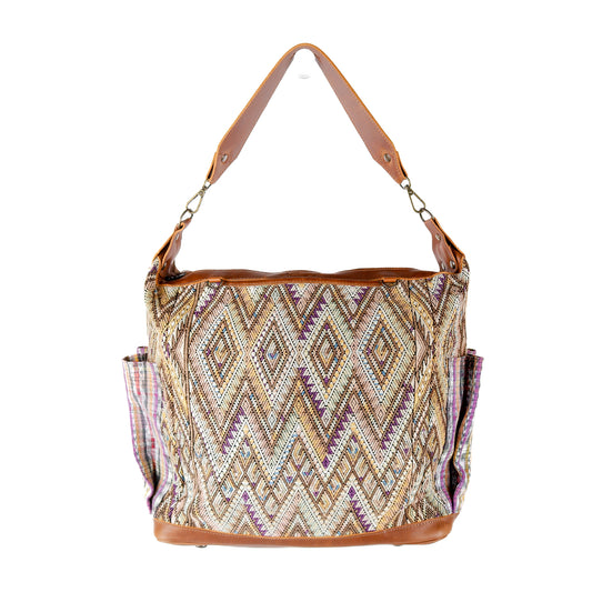 BEATRIZ CDB + DIAMANTE STRAP - OOAK HUIPIL - CAFE - NO. 16022