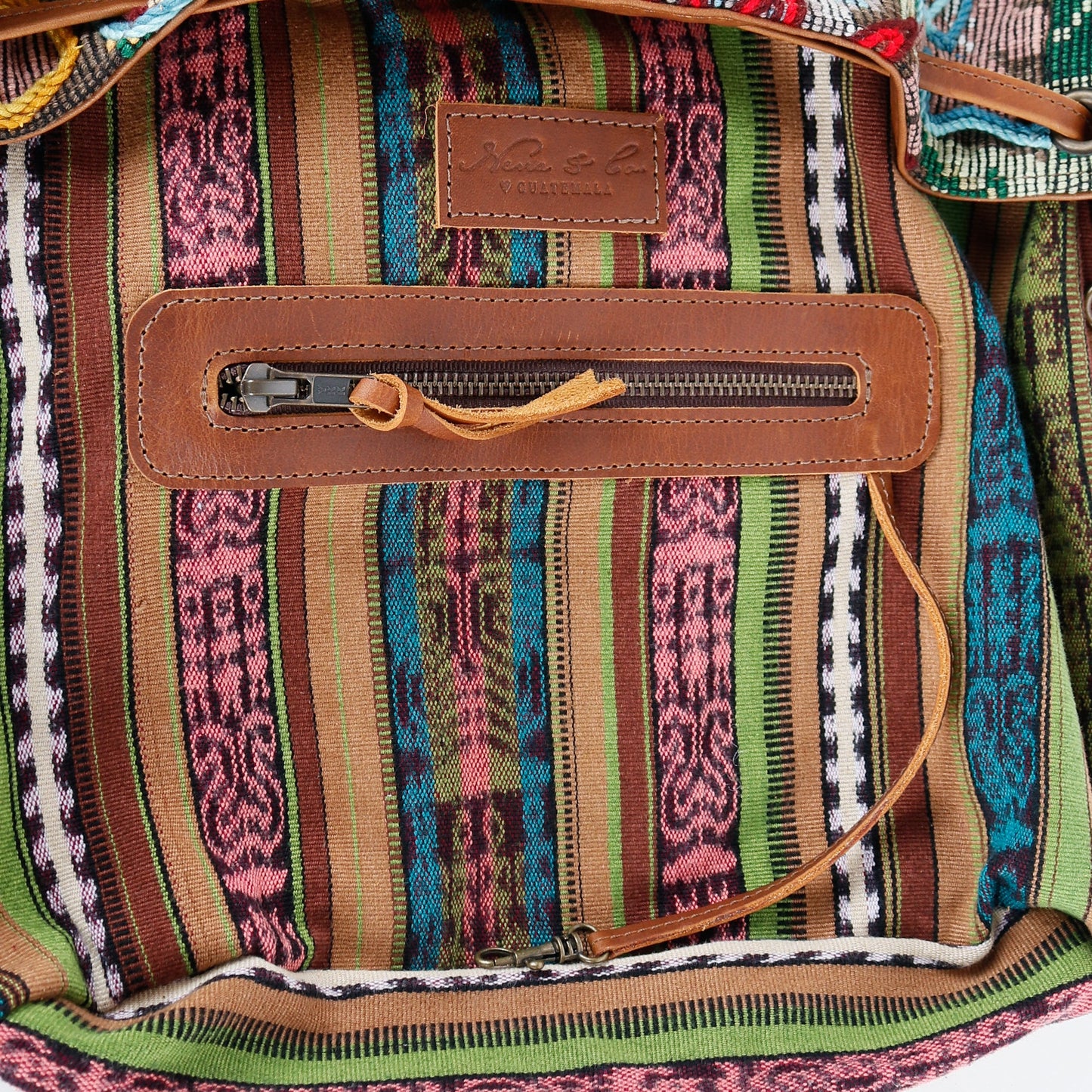 DRAWSTRING BUCKET BAG - OOAK HUIPIL - CAFE - NO. 16053