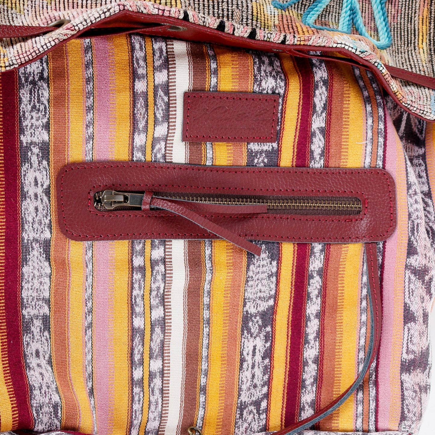 DRAWSTRING BUCKET BAG - OOAK HUIPIL - AMARANTH - NO. 16056