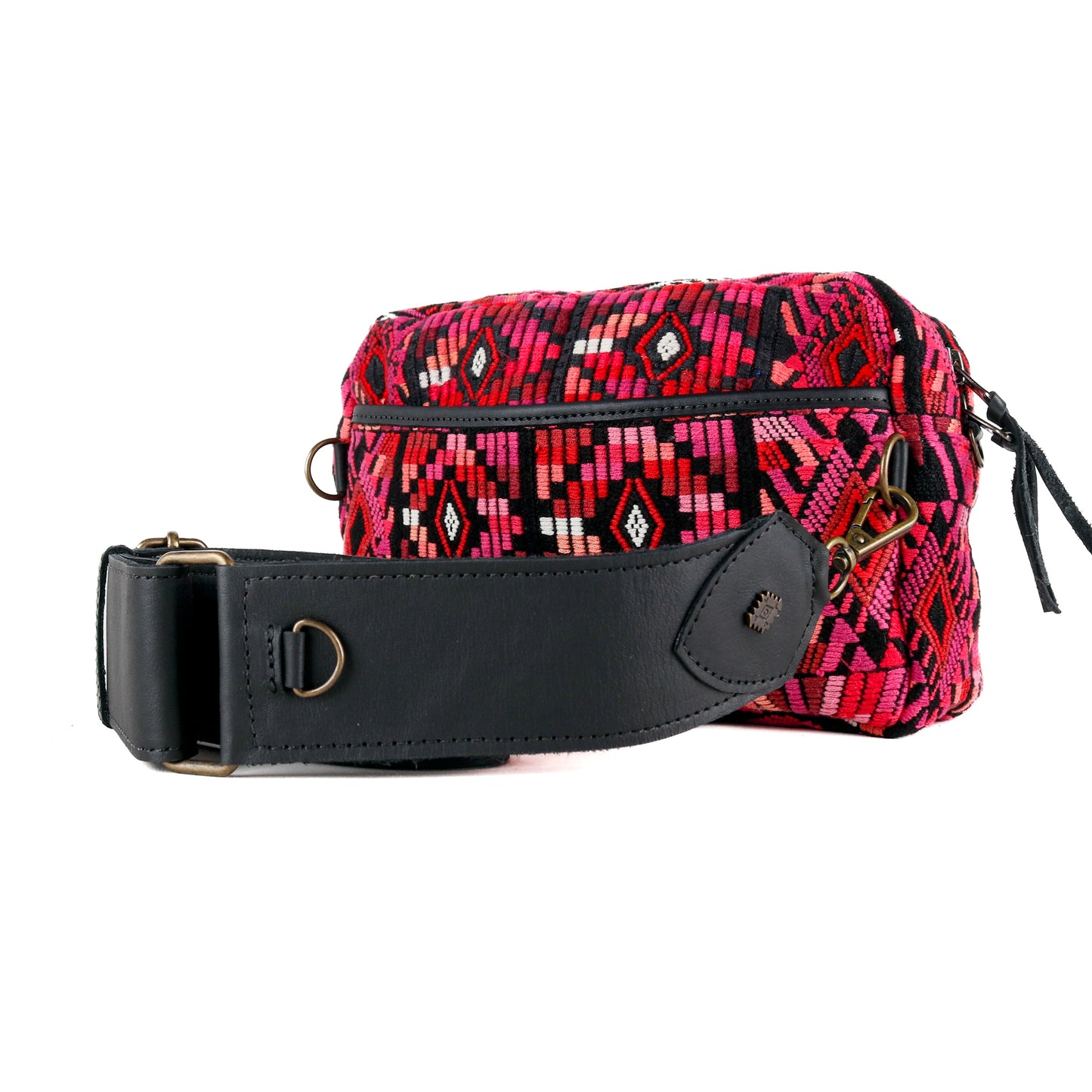 LARGE WANDER BAG + STRAP SET - OOAK HUIPIL & CORTE - BLACK - NO. 16156