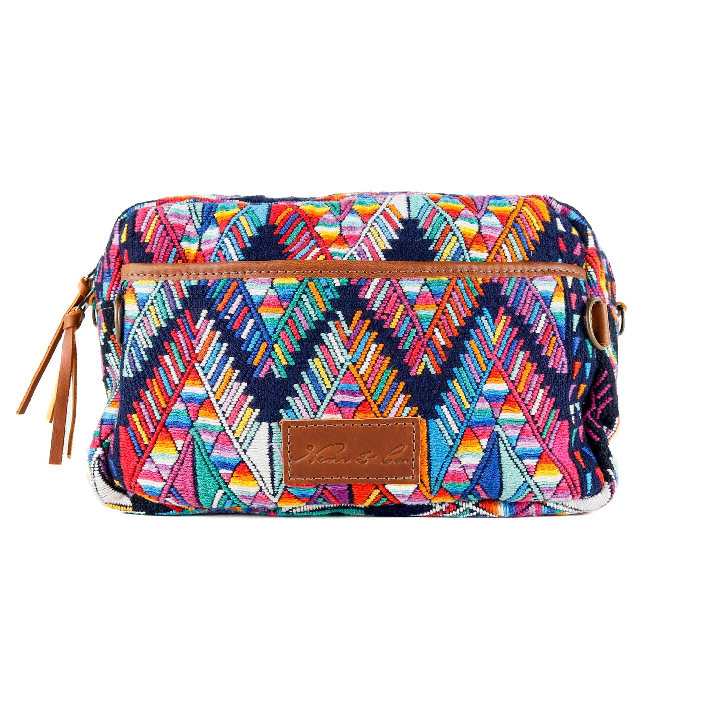 LARGE WANDER BAG + STRAP SET - OOAK HUIPIL & CORTE - CAFE - NO. 16160