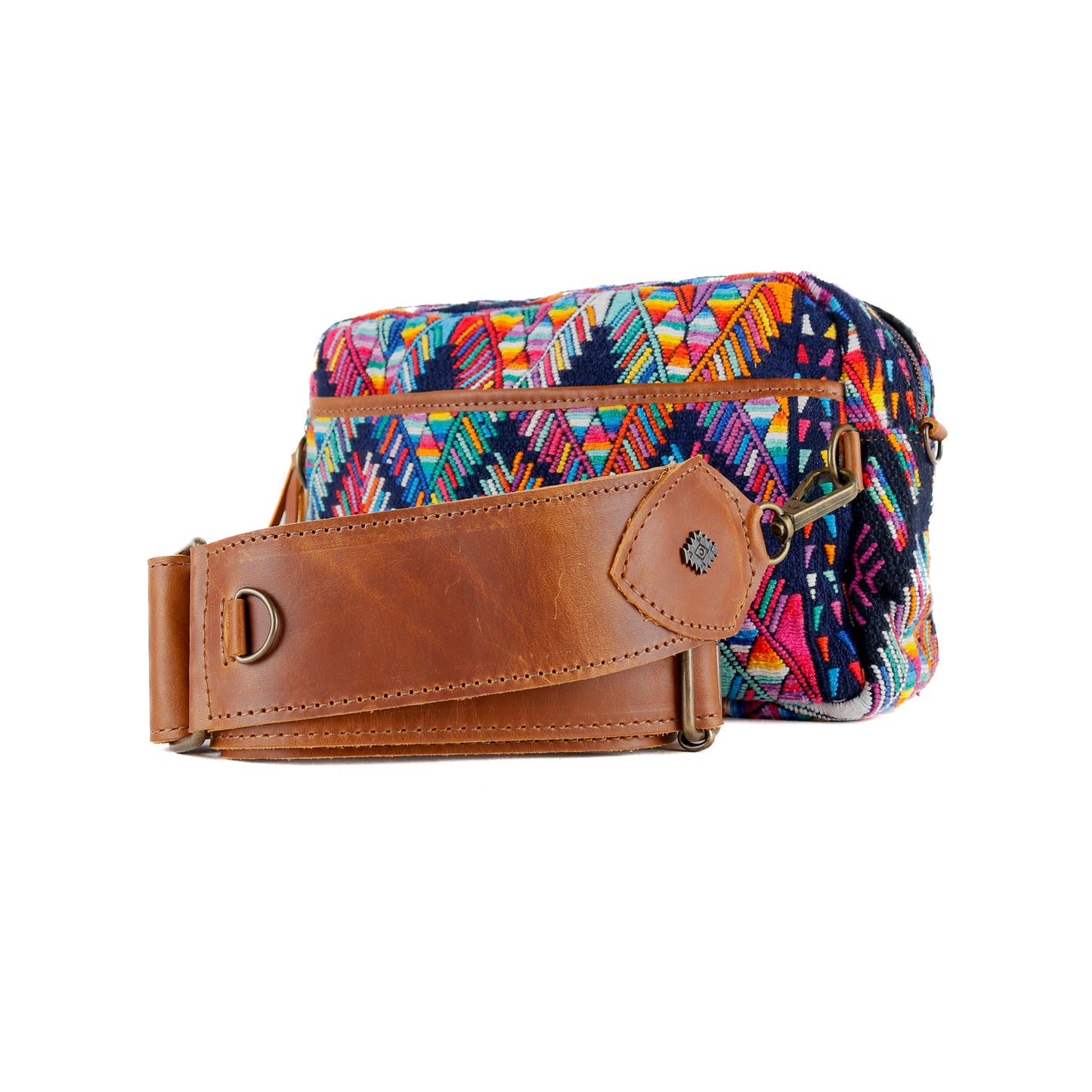 LARGE WANDER BAG + STRAP SET - OOAK HUIPIL & CORTE - CAFE - NO. 16160