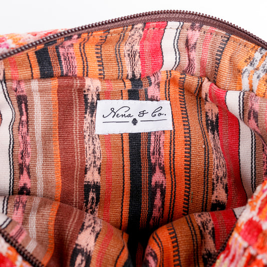 LARGE WANDER BAG + STRAP SET - OOAK HUIPIL & CORTE - CAFE - NO.16161