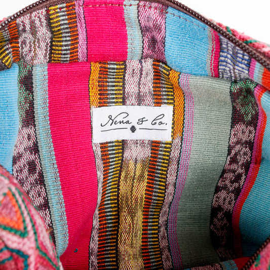 LARGE WANDER BAG + STRAP SET - OOAK HUIPIL & CORTE - CAFE - NO.16164