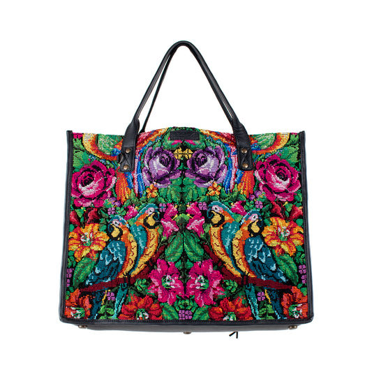 PERFECT TRAVEL TOTE - OOAK HUIPIL - BLACK - NO. 16377