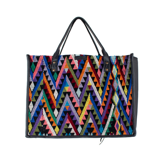 PERFECT TRAVEL TOTE - OOAK HUIPIL - BLACK - NO. 16378