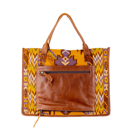 PERFECT TRAVEL TOTE - OOAK HUIPIL - CAFE - NO. 16386