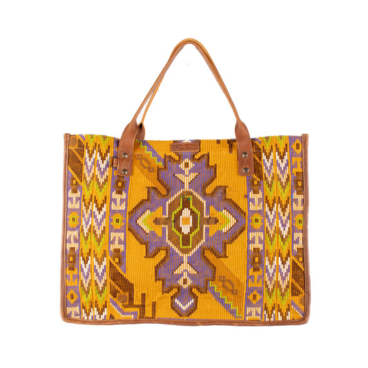 PERFECT TRAVEL TOTE - OOAK HUIPIL - CAFE - NO. 16386