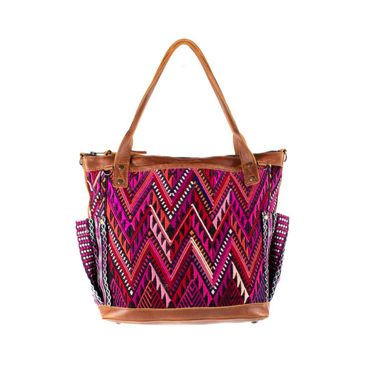 THE MEDIUM PERFECT BAG - OOAK HUIPIL - CAFE - NO. 16666