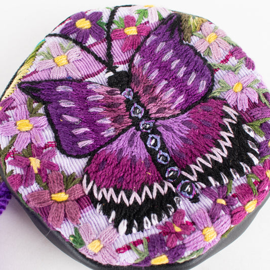 CIRCLE COIN PURSE - OOAK HUIPIL - BLACK - NO. 16730