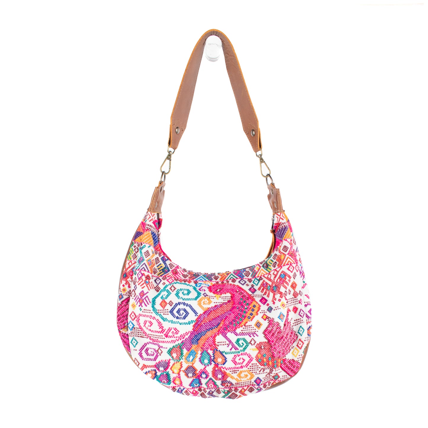 LARGE BOHO SADDLE BAG - OOAK HUIPIL - CAFE - NO. 16980