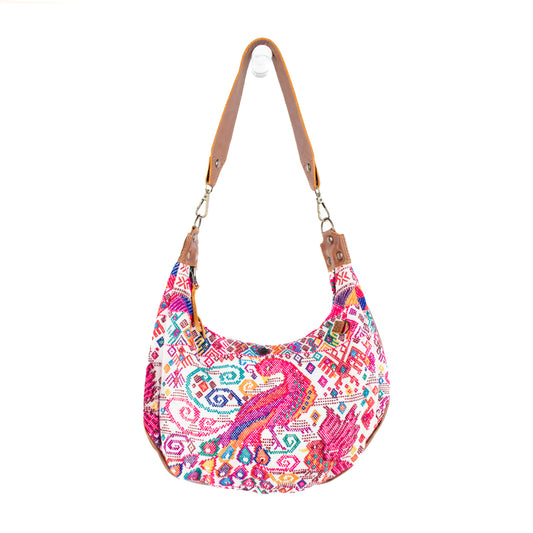 LARGE BOHO SADDLE BAG - OOAK HUIPIL - CAFE - NO. 16980