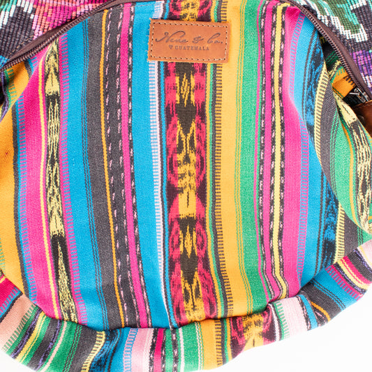 LARGE BOHO SADDLE BAG - OOAK HUIPIL - CAFE - NO. 16981