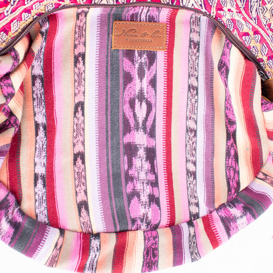 LARGE BOHO SADDLE BAG - OOAK HUIPIL - CAFE - NO. 16983