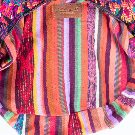 LARGE BOHO SADDLE BAG - OOAK HUIPIL - CAFE - NO. 16984