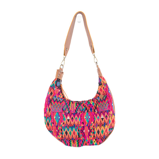 LARGE BOHO SADDLE BAG - OOAK HUIPIL - CAFE - NO. 16984