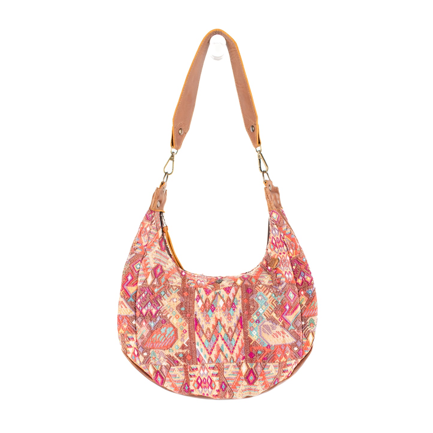 LARGE BOHO SADDLE BAG - OOAK HUIPIL - CAFE - NO. 16985