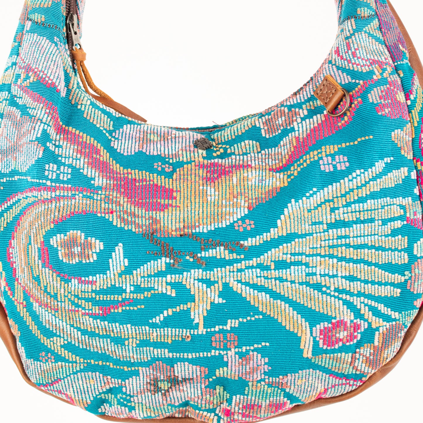 LARGE BOHO SADDLE BAG - OOAK HUIPIL - CAFE - NO. 16986
