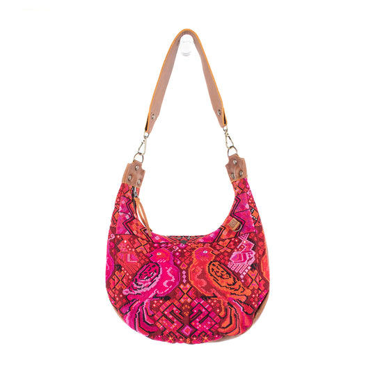 LARGE BOHO SADDLE BAG - OOAK HUIPIL - CAFE - NO. 16987