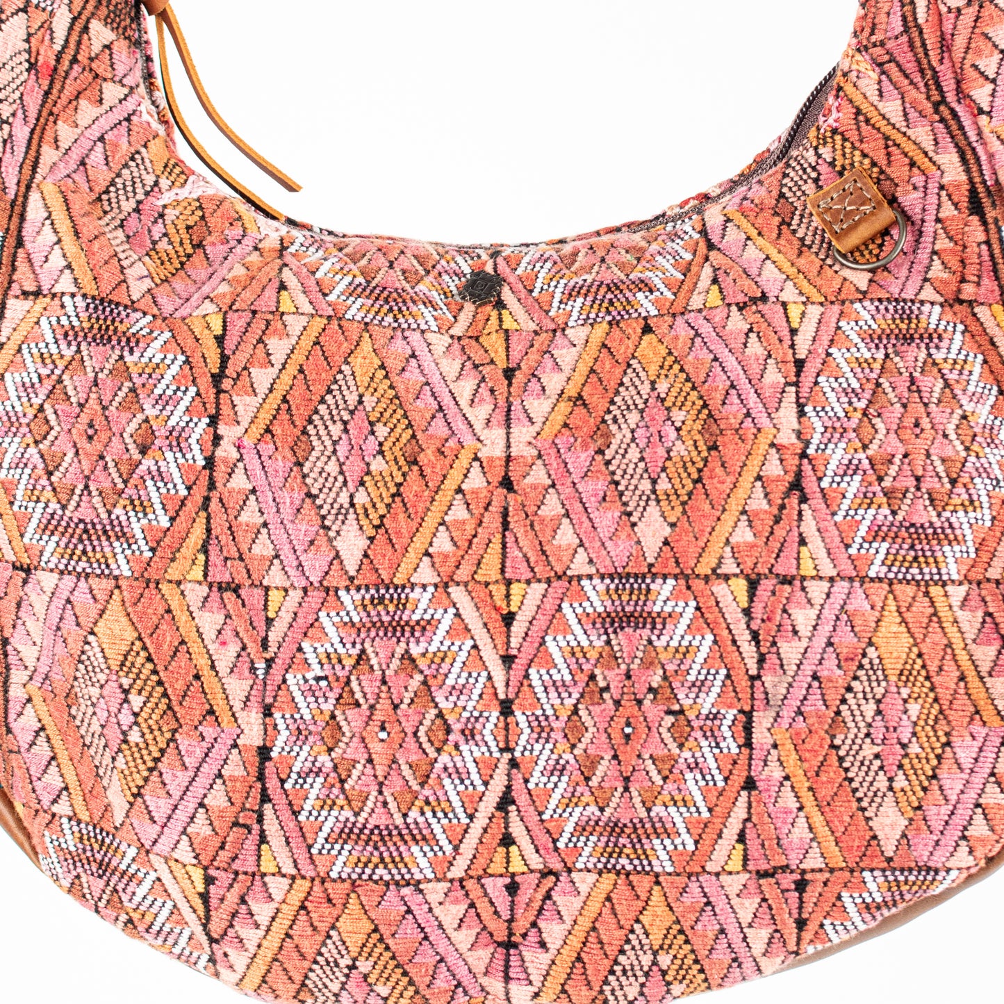 LARGE BOHO SADDLE BAG - OOAK HUIPIL - CAFE - NO. 16988