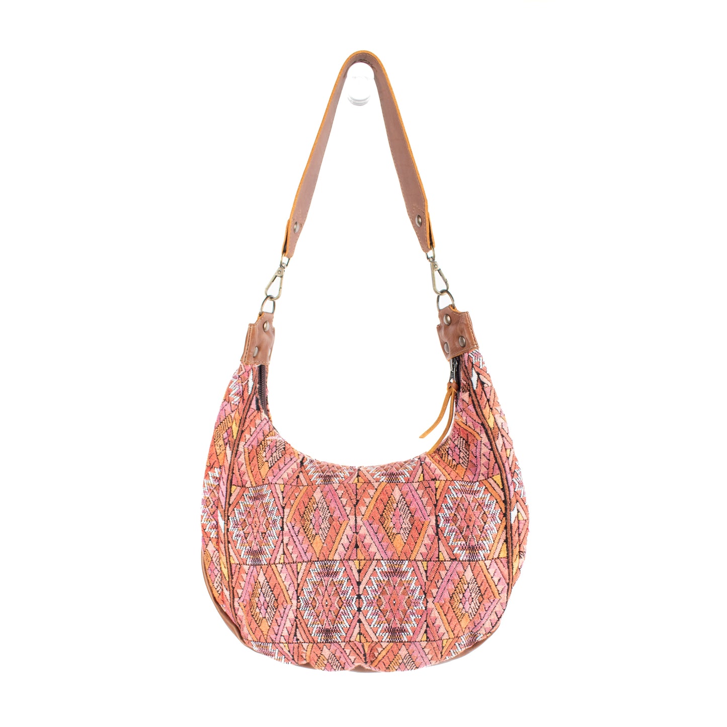 LARGE BOHO SADDLE BAG - OOAK HUIPIL - CAFE - NO. 16988